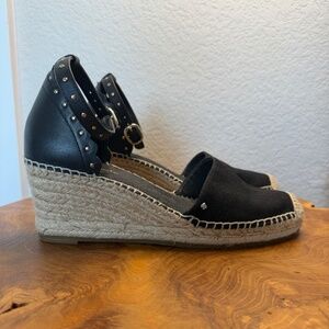 KATE SPADE Paloma Espadrille Sandals Wedge Ankle Strap Black Women's Sz 6